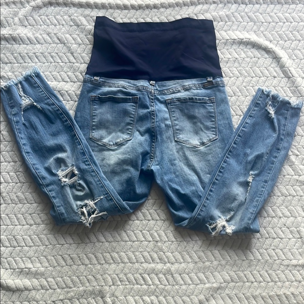 KanCan High Rise Distressed Jeans - Blue and Black